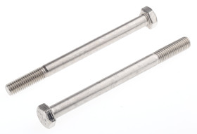 Śruba z łbem sześciokątnym gwint M8 100mm skok 1.25mm Stal nierdzewna Sześciokątny RS PRO