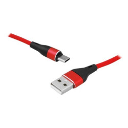 Kabel USB/USB-C 1m czerw. LX8572R 1M sznurkowy