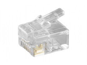 Wtyczka RJ12 do kabla płaskiego, 6-biegunowa do zaciskania na...