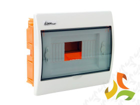 Rozdzielnica podtynkowa 8 modułowa 1x8M drzwi transparentne IP40 RP-8 Fala (N+PE) 8.2 ELEKTRO-PLAST