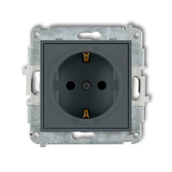 MINI Mechanizm gniazda pojedynczego z uziemieniem SCHUKO 2P+Z (przesłony torów prądowych) grafitowy mat 28MGP-1sp