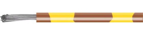 PVC-switching strand, highly flexible, LiYv, 0.14 mm², 18 x 0.1 mm, brown/yellow, outer Ø 1.1 mm, BYB-5-92F5393
