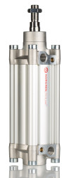 Siłownik pneumatyczny z tłoczyskiem skok: 100mm Norgren Ø 63mm dwustronnego działania Action 193.5mm z amortyzacją