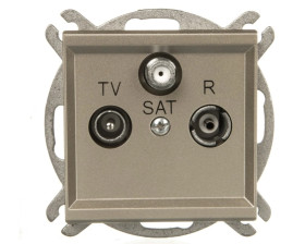 SONATA Gniazdo antenowe RTV-SAT przelotowe szampański złoty GPA-RSP/m/39