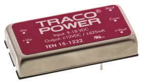 Przetwornica DC-DC, 15W, Uwe 9 → 18 V DC, Uwy ±12V dc, Iwy ±625mA, TRACOPOWER
