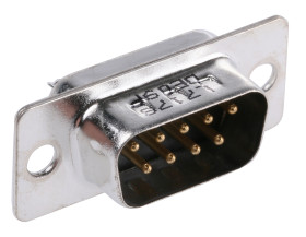 Złącze D-Sub 9-pinowe Męski Proste Montaż na panelu Złoto