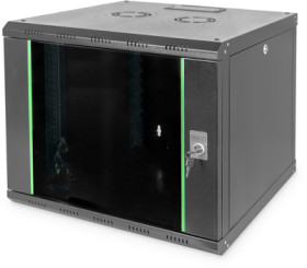 Wall enclosure, 9 U, (H x W x D) 509 x 600 x 600 mm, IP20, sheet steel, black, DN-19 09U-6/6-SW
