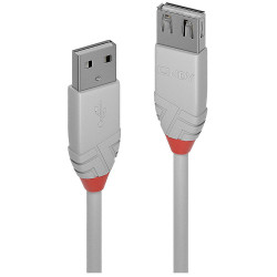 LINDY 36712 USB 2.0 cable USB-A plug to socket 1.00 m Grey