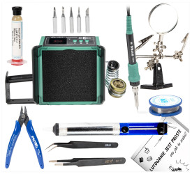 Zestaw stacja lutownicza 948D Q II -groty, cyna, topnik, odsysacz, pinceta, uchwyt, cążki