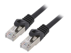 Patch cord S/FTP, Cat 6a, RJ45 wtyk z obu stron, linka, Cu, 0,5m PP6A-LSZHCU-BK-0.5M