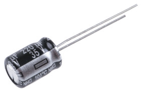 Kondensator 220μF 35V dc Radialny, Otwór przelotowy Panasonic roztaw: 3.5mm 8 (Dia.) x 11.5mm