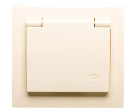 KIER Gniazdo bryzgoszczelne z/u Schuko IP44 z przesłonami klapka beżowa GPH-1WSP/01/w