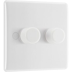 BG 882 White Nexus Moulded 200W Double Dimmer Switch 2-Way Push On/Off