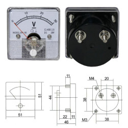Woltomierz montażowy DH50 30V