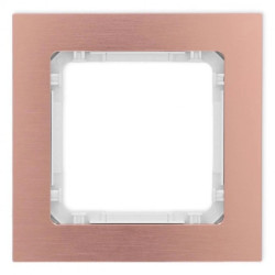 DECO Ramka uniwersalna pojedyncza - aluminium szczotkowane (ramka: kolor miedziany spód: biały) 9-0-DRA-1