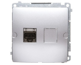 Simon Basic Gniazdo komputerowe RJ45, kategoria 6, pojedyncze ekranowane z przesłoną srebrny mat BM61E.01/43