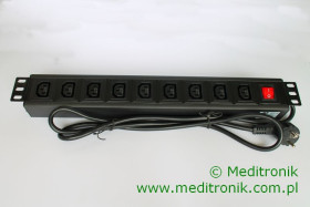 Listwa zasilająca 19" 9 gniazd C13 kabel 1,5m wtyk SCHUKO