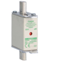 Wkładka bezpiecznikowa nożowa NH000 wskaźnik podwójny uchwyt nieizolowany aM 50A 690VAC LNH000050M6A HAGER