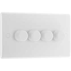 BG 884 White Nexus Moulded 200W Quadruple Dimmer Switch 2-Way Push On/Off