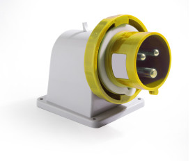 Złącze przemysłowe - zasilające 16A Wtyczka 100 → 130 V. 2P + E RS PRO Żółty Montaż ścienny IP67