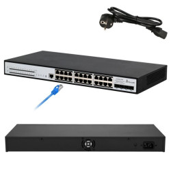 Switch PoE 24x RJ45 1000Mb/s PoE, 4x SFP+, L3, zarządzalny, 370W Extralink Chiron Pro