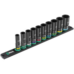 Wera 05005590001 9660 Magnetic Rail B Impaktor Deep 1 Socket set 3/8&quot; Drive 10pc