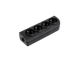 Gniazdo przedłużacza x 4 z uziemieniem czarne GN-40-2