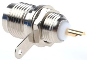 Złącze koncentryczne, 50, Żeński, Lutowane, Montaż w przegrodzie