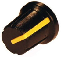 GALKA-1Y Gałka potencjometru obrotowego - pasek żółty (na ośkę 6 mm) wysokość 14 mm