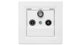 Gniazdo Antenowe Asfora Rtv-Sat Końcowe 1Db Białe Z Ramką Eph3500121