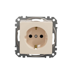 Gniazdo zasilające schuko z przesłonami torów prądowych, beżowe, Sedna Design i Elements SDD112021