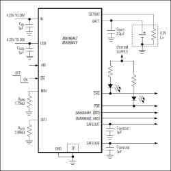 28V Dual Input Linear Li+ Battery Chargers with Battery Detection and Overvoltage-Protected Output