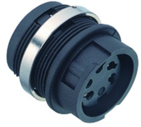 Panel socket, 5 pole, solder cup, bayonet locking, straight, 99 0616 00 05