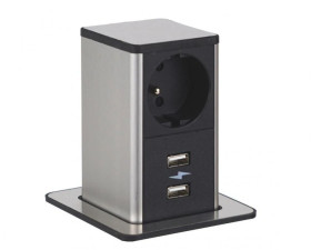 POP UP gniazdo B/I 1xUTE ład.USB A/A 12W przew. 2m z wtyczką czarny 8041