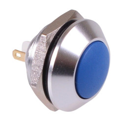 Blue Off-(On) 16mm Metal Round Push Button Switch IP65 SPST
