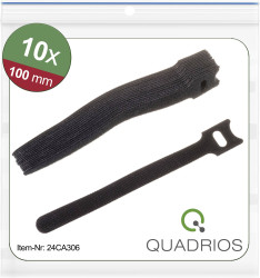 Quadrios 24CA306 Opaska kablowa na rzepy do wiązania element z pętelkami i haczykami (D x S) 100 mm x 12 mm czarny 10 sz