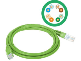 Patch-cord U/UTP kat.5e PVC 2.0m zielony KKU5ZIE2