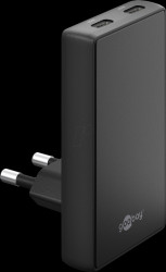 75725 USB charger, 65 W, 2x USB-C (PD) 90°, flat, black