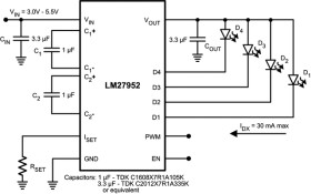 White LED adaptive 1.5X/1X switched capacitor current driver with 3V-5.5V input voltage range