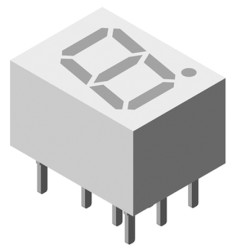 Wyświetlacz diodowy LED 7-segmentowy ze wspólną katodą 2,2 mcd RH DP, Czerwony 10mm Vishay 640 nm