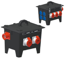 Rozdzielnica przenośna 4x16A 230V, 4xCEE 16A 5P 400V, 1xCEE 32A 5P 400V, 2xD01/3, 2xD01/1, wtyczka CEE 32A 5P 400V, IP44 52083