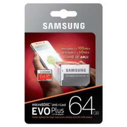 Karta pamięci Samsung EVO PLUS microSDXC 64GB UHS-I U3 class 10 60/100MB/s + adapter do SD