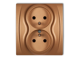 LOGO Gniazdo podwójne z uziemieniem (przesłony torów prądowych) złoty metalik 8LGP-2zp KARLIK