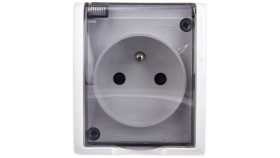 Simon Aquarius Gniazdo Hermetyczne Pojedyncze Z/U Ip54 Z Przesłoną Torów I...