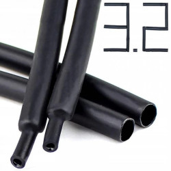 1M RURKA KOSZULKA TERMOKURCZLIWA z KLEJEM GRUBA CZARNA 3mm 3.2/1 mm