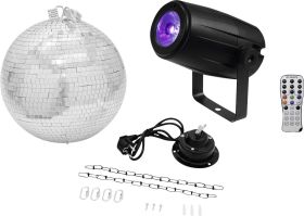 Kula dyskotekowa - zestaw Eurolite neu z napędem, z oświetleniem LED 30 cm