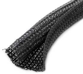 Self closing plastic braided sleeve, inner Ø 9 mm, range 9-10 mm, black, -55 to 155 °C, 22CA164