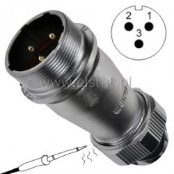 Wtyk przemysłowy męski, 3 piny, na przewód zewn.