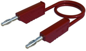 Measuring lead with (4 mm plug, spring-loaded, straight) to (4 mm plug, spring-loaded, straight), 500 mm, red, silicone, 1.0 mm²