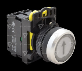 Przycisk sterowniczy 22mm z podświetleniem biały strzałka NO zestaw